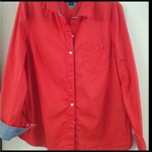 Tommy Hilfiger Red Shirt Mens M But Says L